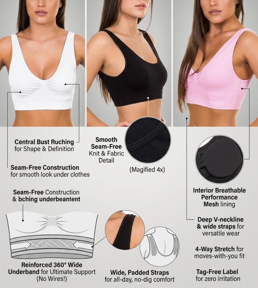 Non-Padded Stretchable Sports & Comfort Bra - Soft Non-Wired T-Shirt Bra