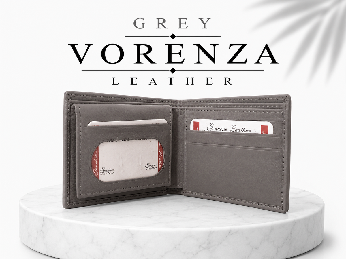 Vorenza Signature Leather Wallet  - Grey